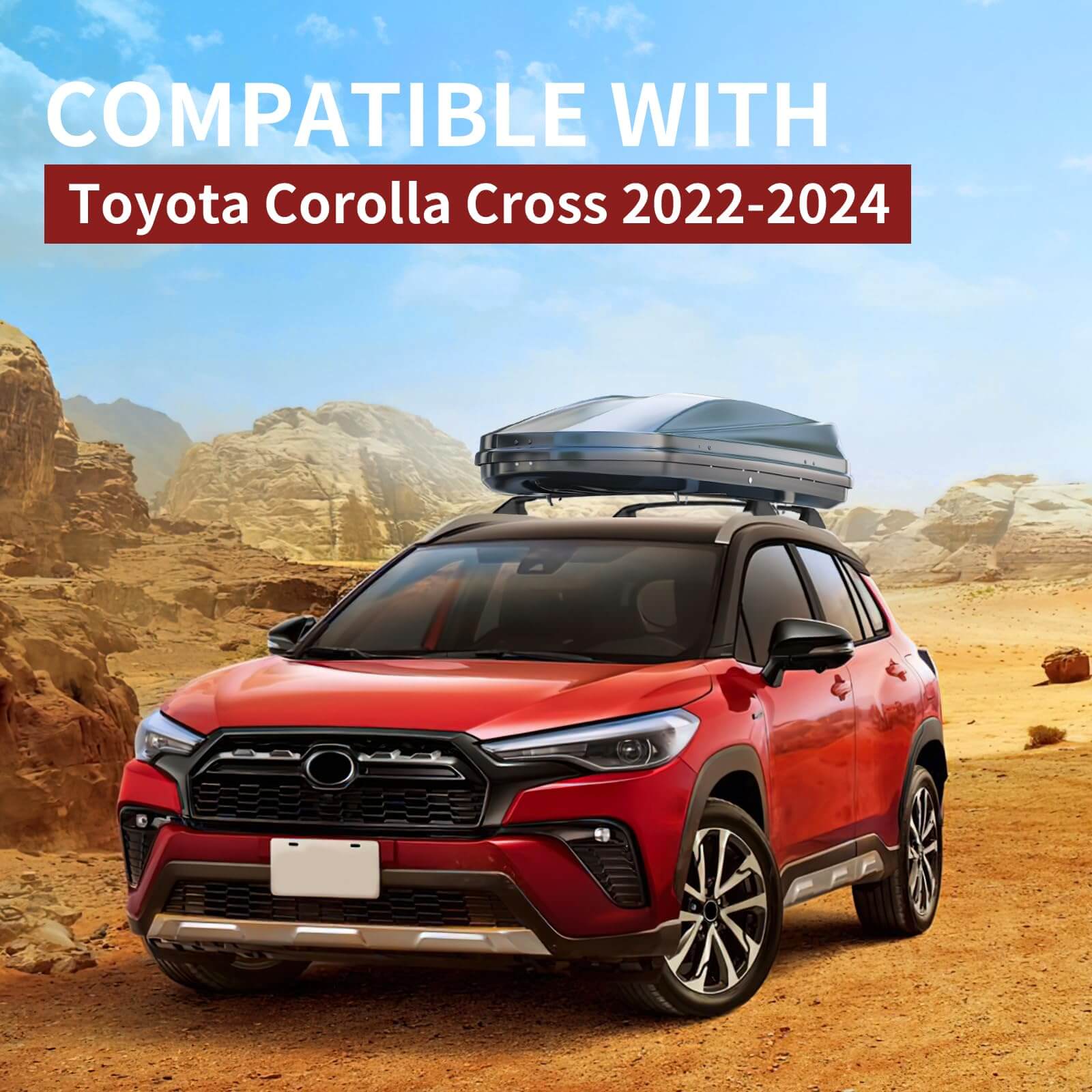 KINGGERI 260Lbs Lockable Roof Rack Cross Bars Compatible with Toyota Corolla Cross 2022-2026 (with Flush Side Rails)