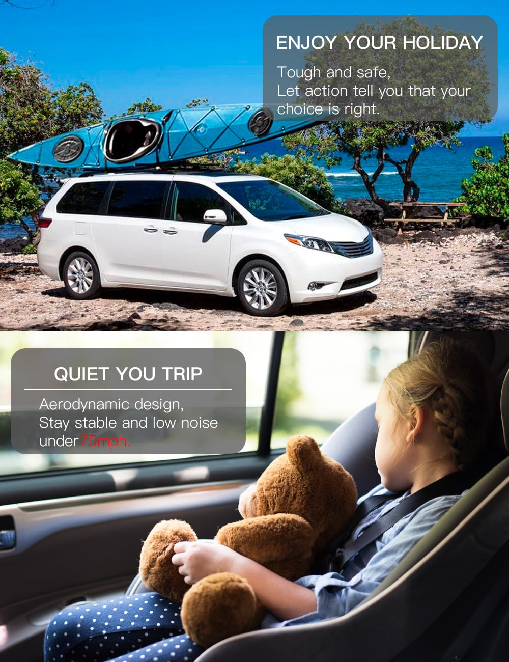 KINGGERI Roof Rack Cross Bars 220lb Compatible with 2011-2020 Toyota Sienna, Heavy Duty Aluminum clampers and Bars Cargobar