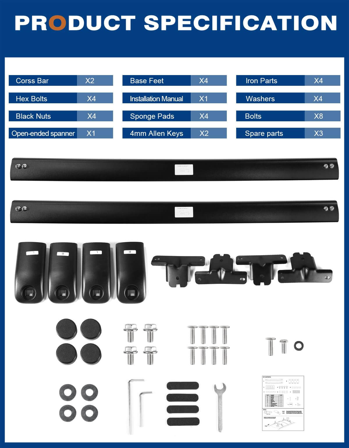 KINGGERI 220lbs Roof Rack Cross Bars Compatible with GMC Acadia 2024 2025 (with Side Roof Rails)