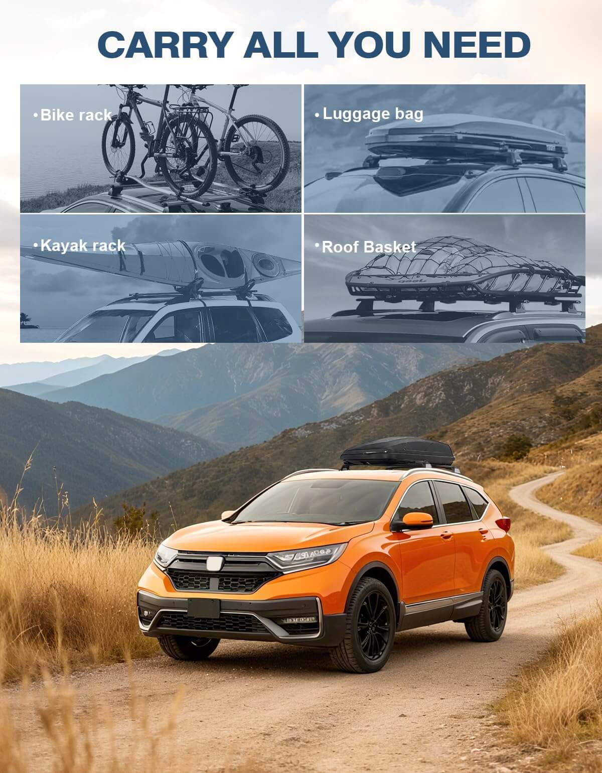 All-Metal Aluminum Roof Rack Cross Bars Compatible with Honda CRV CR-V 2017-2022 with Flush Side Rails