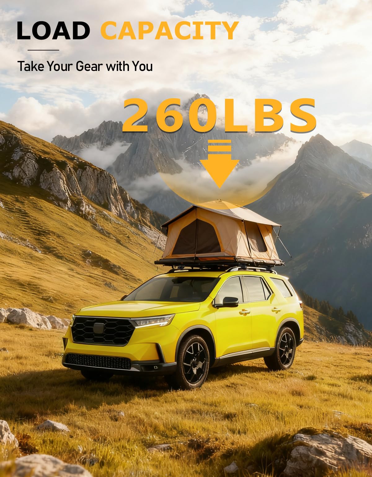 260lbs Roof Rack Cross Bars 52” Thick Aluminum Universal Crossbars Roof Rack Adjustable