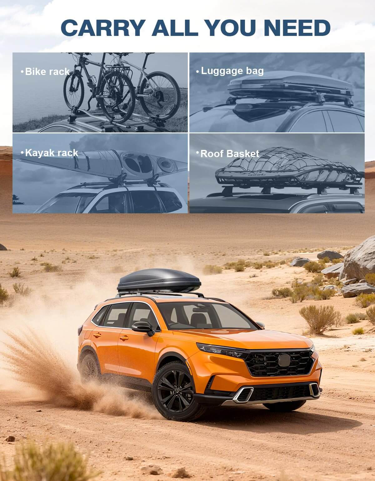 220lbs Roof Rack Cross Bars Compatible with 2023-2026 Honda CRV CR-V & CRV Sport Hybrid, All-Metal Heavy Duty Aluminum