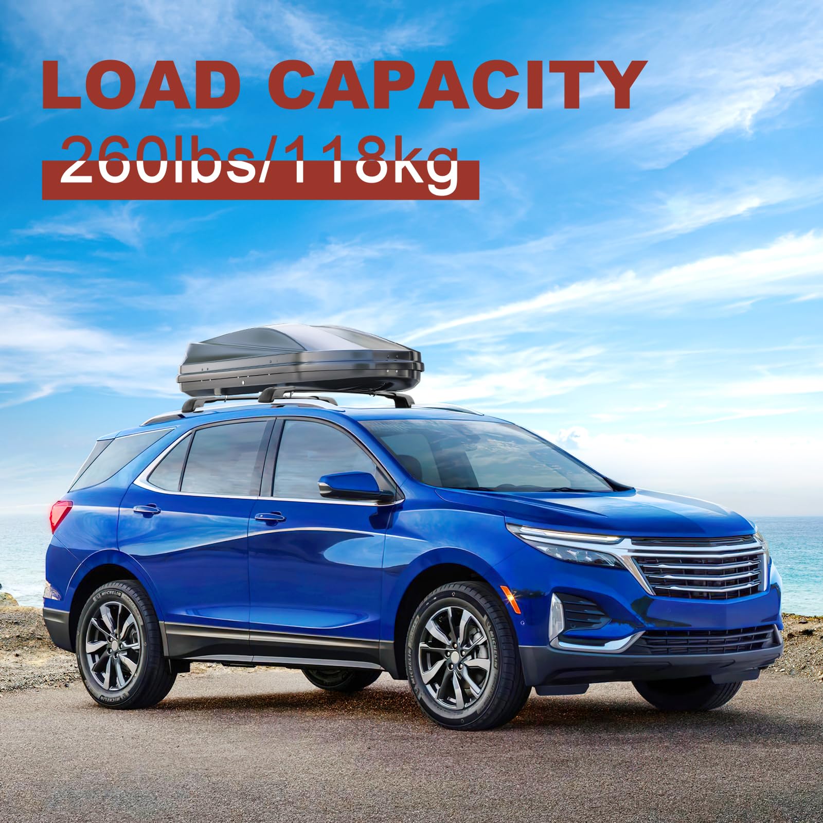 KINGGERI 260lbs Lockable Roof Rack Cross Bars Fit for Chevy Chevrolet Equinox 2018-2024 GMC Terrain 2018-2024