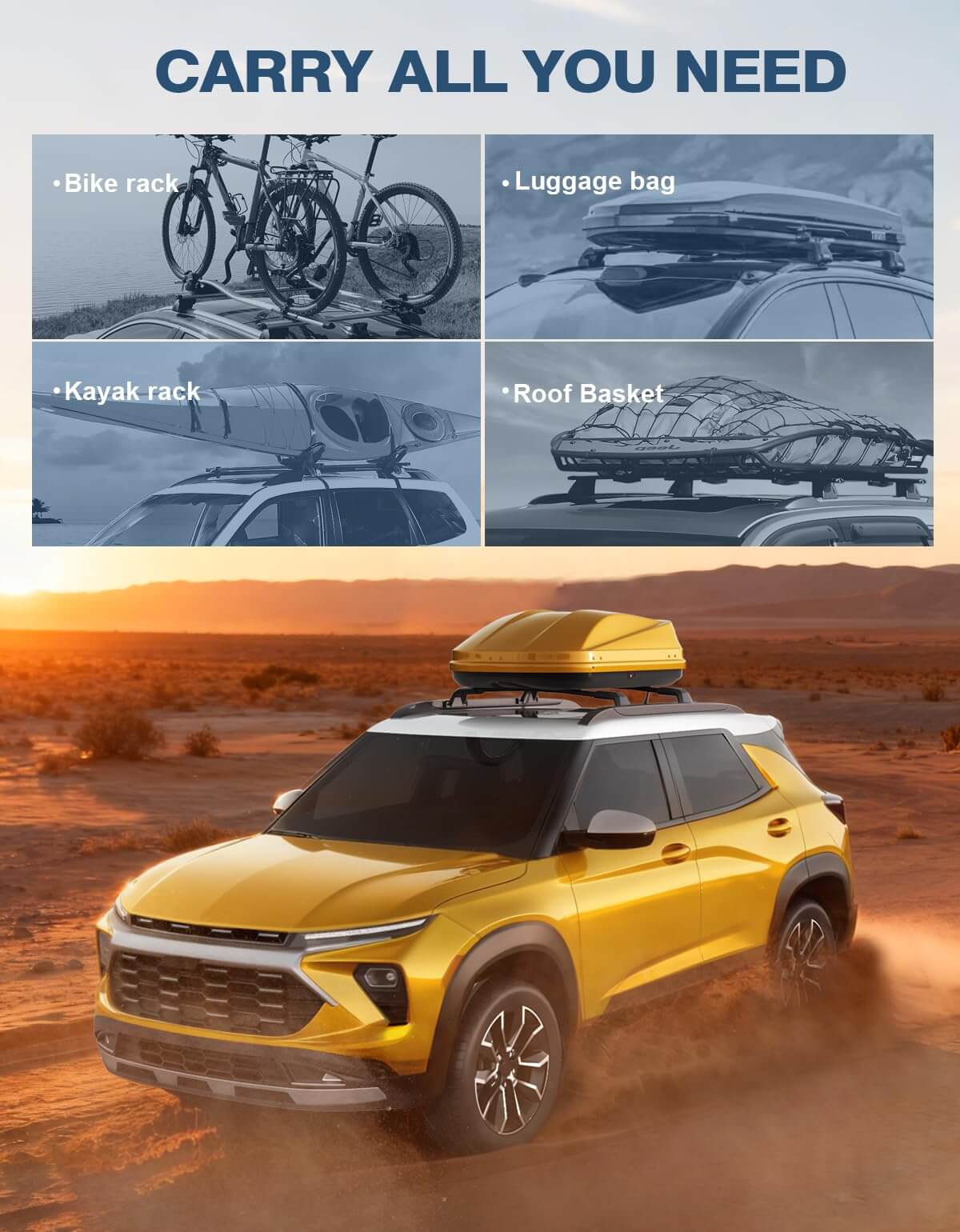 Roof Rack Cross Bars 220lbs Compatible with Chevy Chevrolet Trailblazer 2021 2022 2023 2024 2025 2026 L LT ACTIV RS, Heavy Duty All-Metal