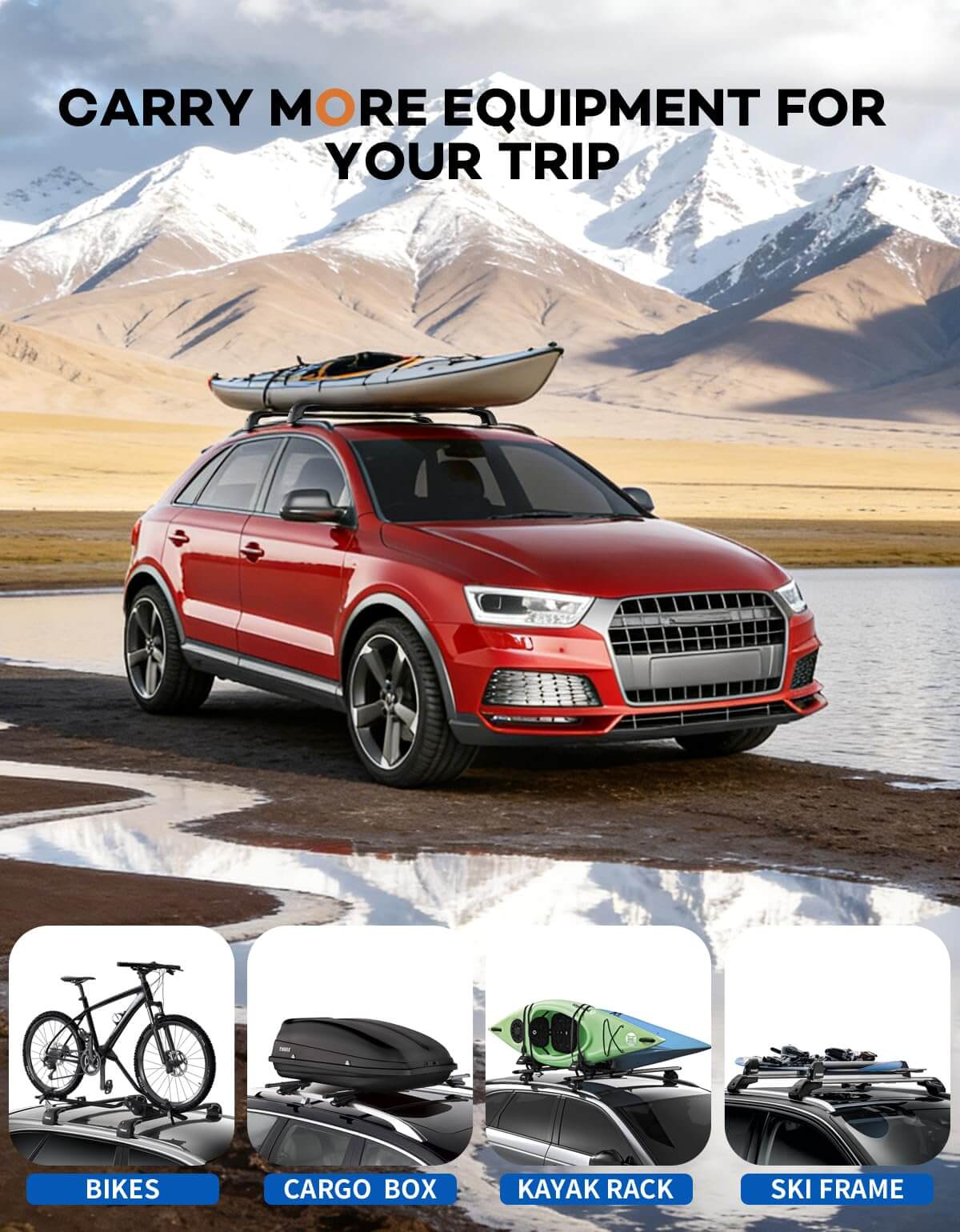 Kinggeri Roof Rack Cross Bars 300lbs Compatible with Mazda CX5 CX-5 2017 2018 2019 2020 2021 2022 2023 2024 2025, CX 5 Heavy Duty Lockable Aluminum Crossbars Rooftop Roof Rails Black Cargo Luggage