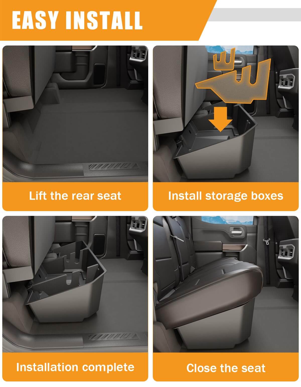 KINGGERI Under Seat Storage Boxes Compatible with 2019-2026 Chevy Chevrolet Silverado 1500/GMC Sierra 1500, 2020-2026 Silverado/Sierra 2500HD/3500HD