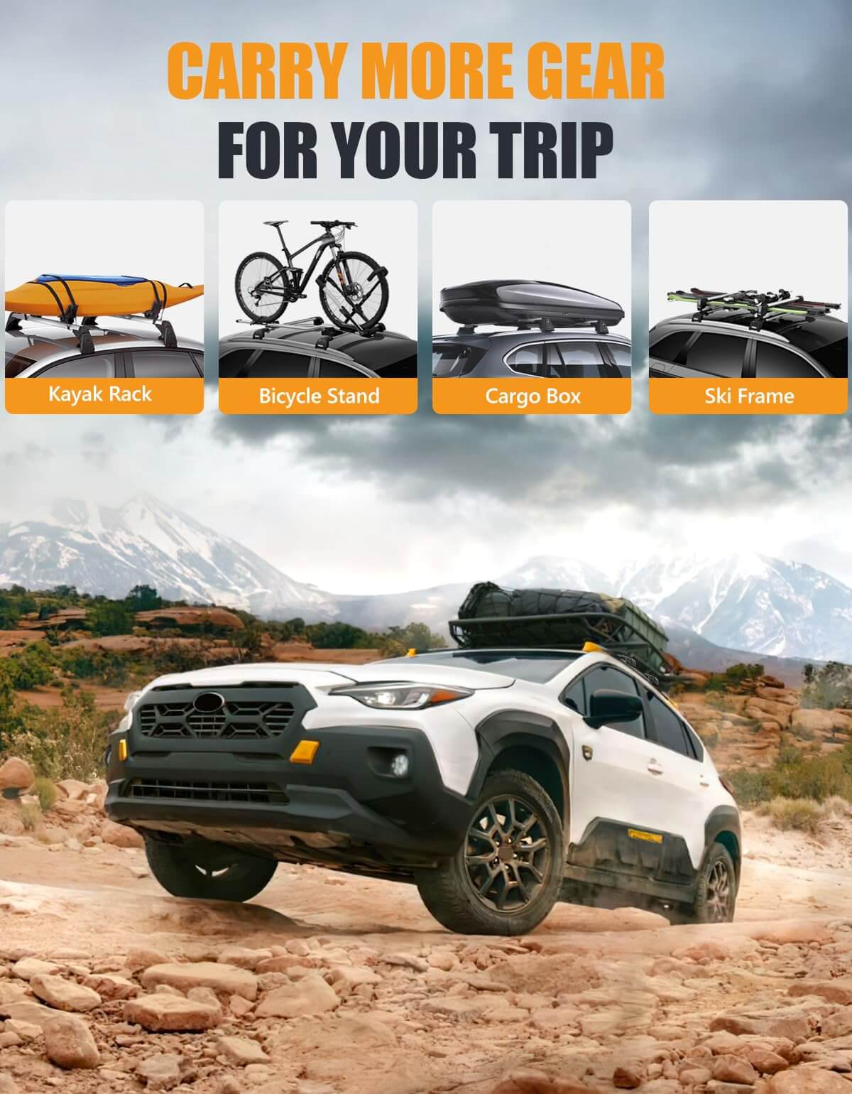 KINGGER 220lbs Lockable Roof Rack Cross Bars Compatible with Subaru crosstrek 2024 2025 (Not for Wilderness) with Raised Side Rails