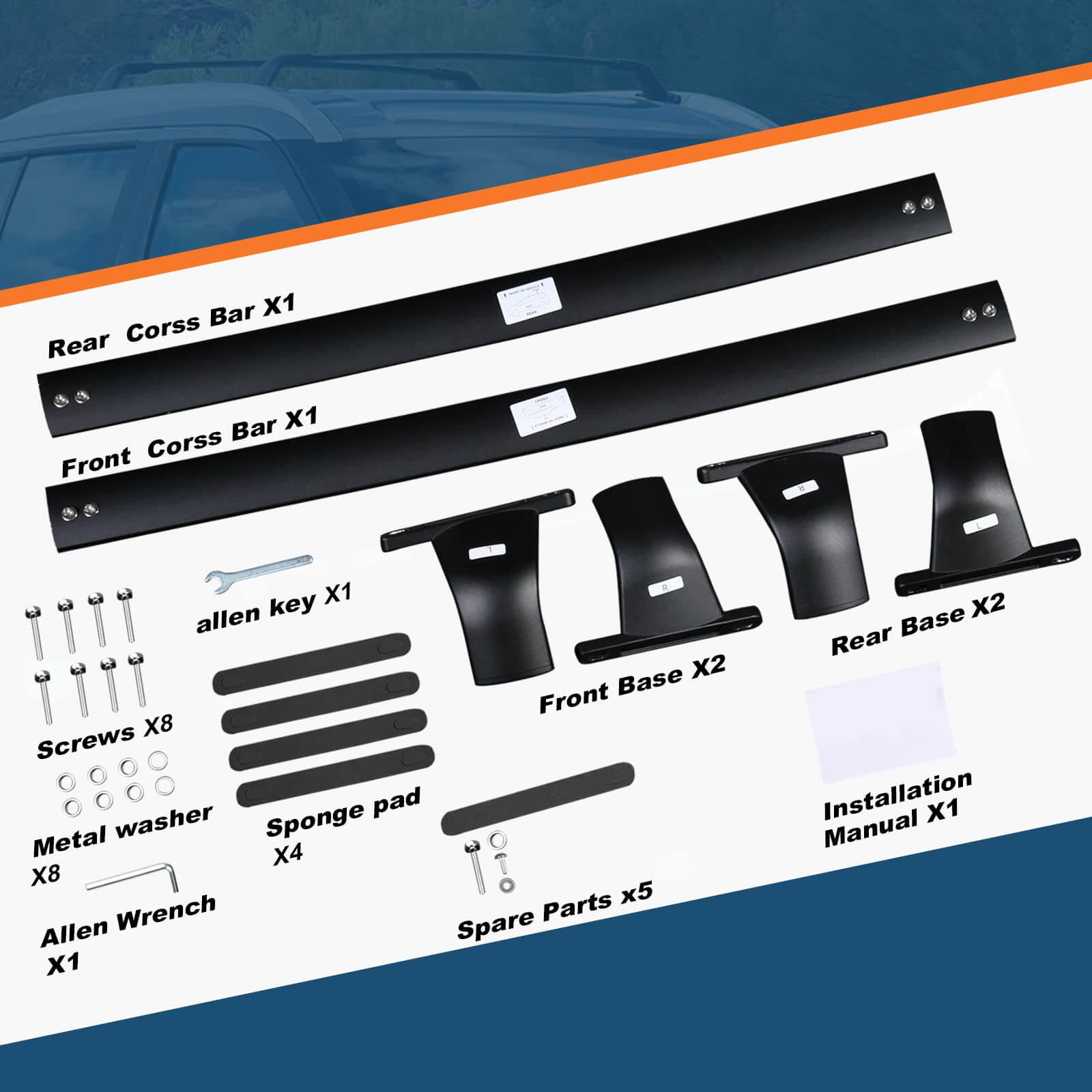 Heavy Duty 220lb Roof Rack Cross Bars Compatible with Nissan Kicks 2017-2024 (Not for 2025)