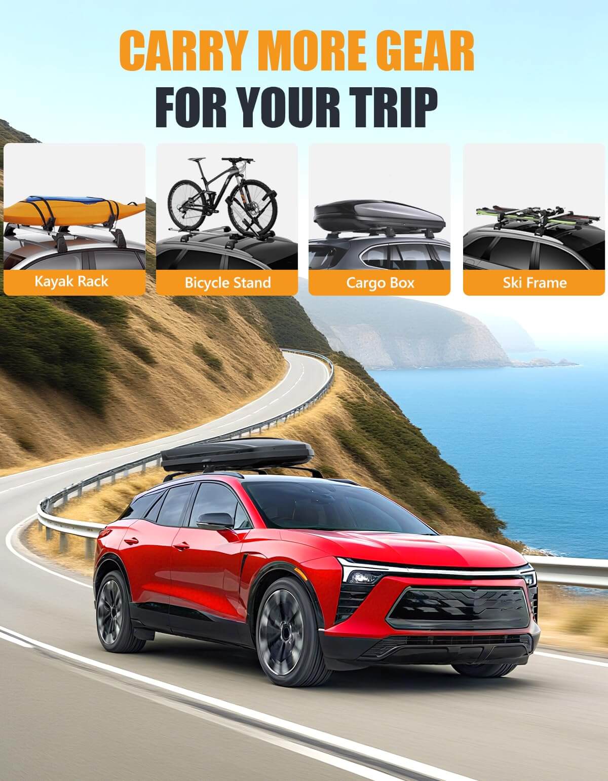 260lbs Lockable Roof Rack Cross Bars Compatible with Chevy Chevrolet Blazer EV 2024 2025