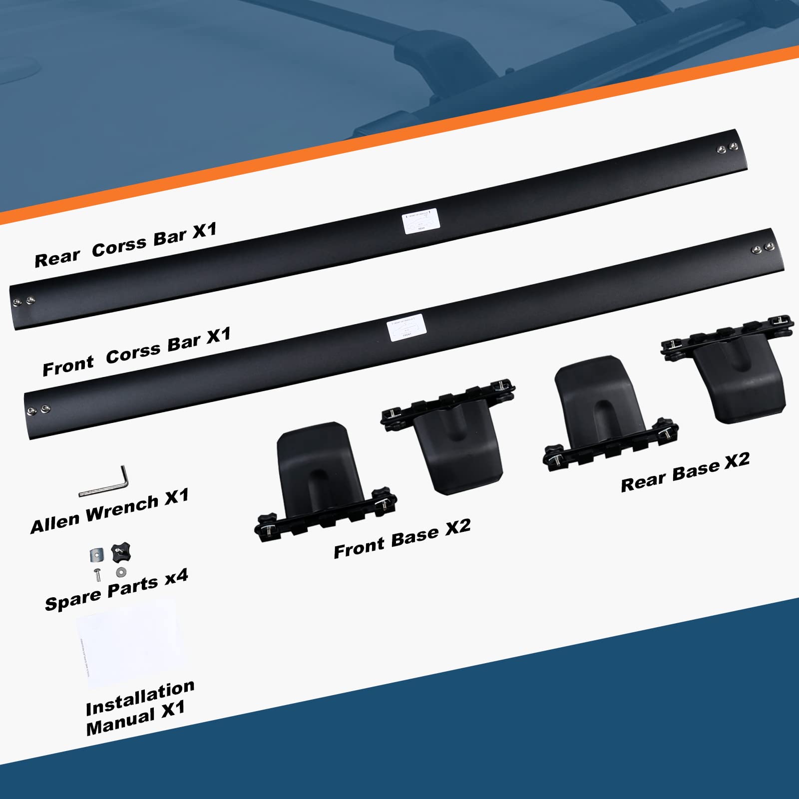 KINGGERI Roof Rack Cross Bars Compatible with Honda Pilot 2009-2015 with Side Rails