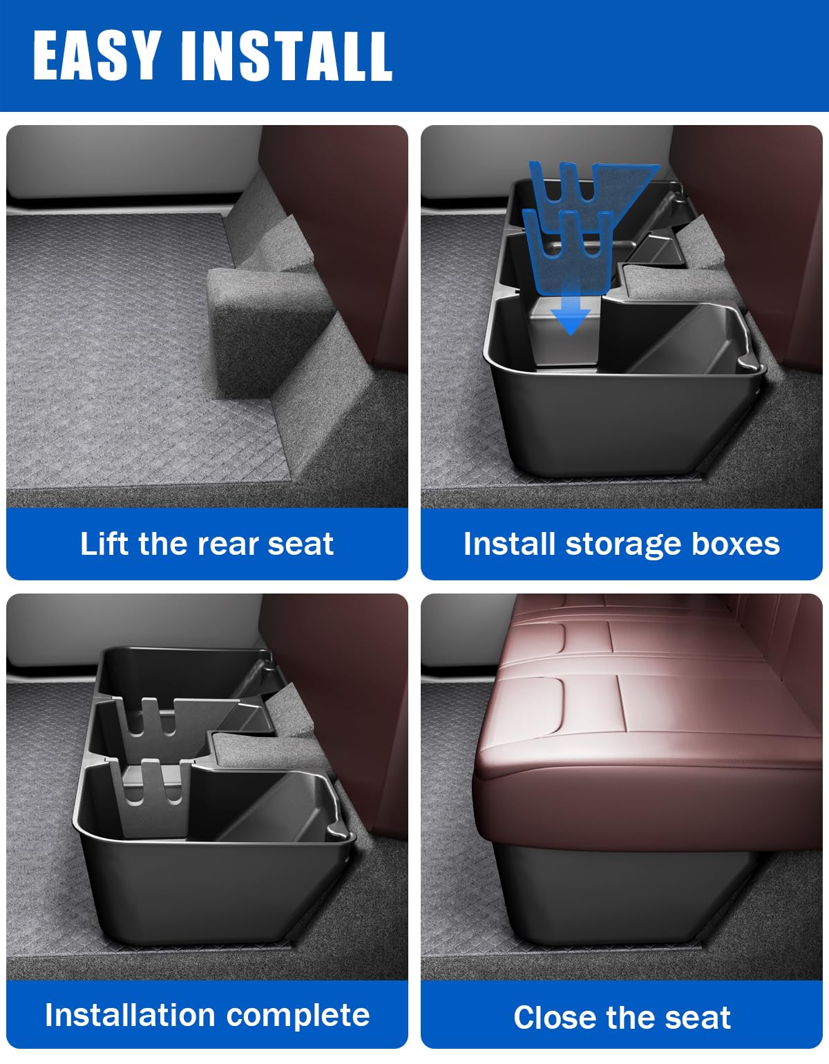 Under Seat Storage Box Compatible with 2019-2026 Dodge Ram 1500 crew cab (New Body Style),Upgraded Rear Truck Underseat Organizer Cargo Box