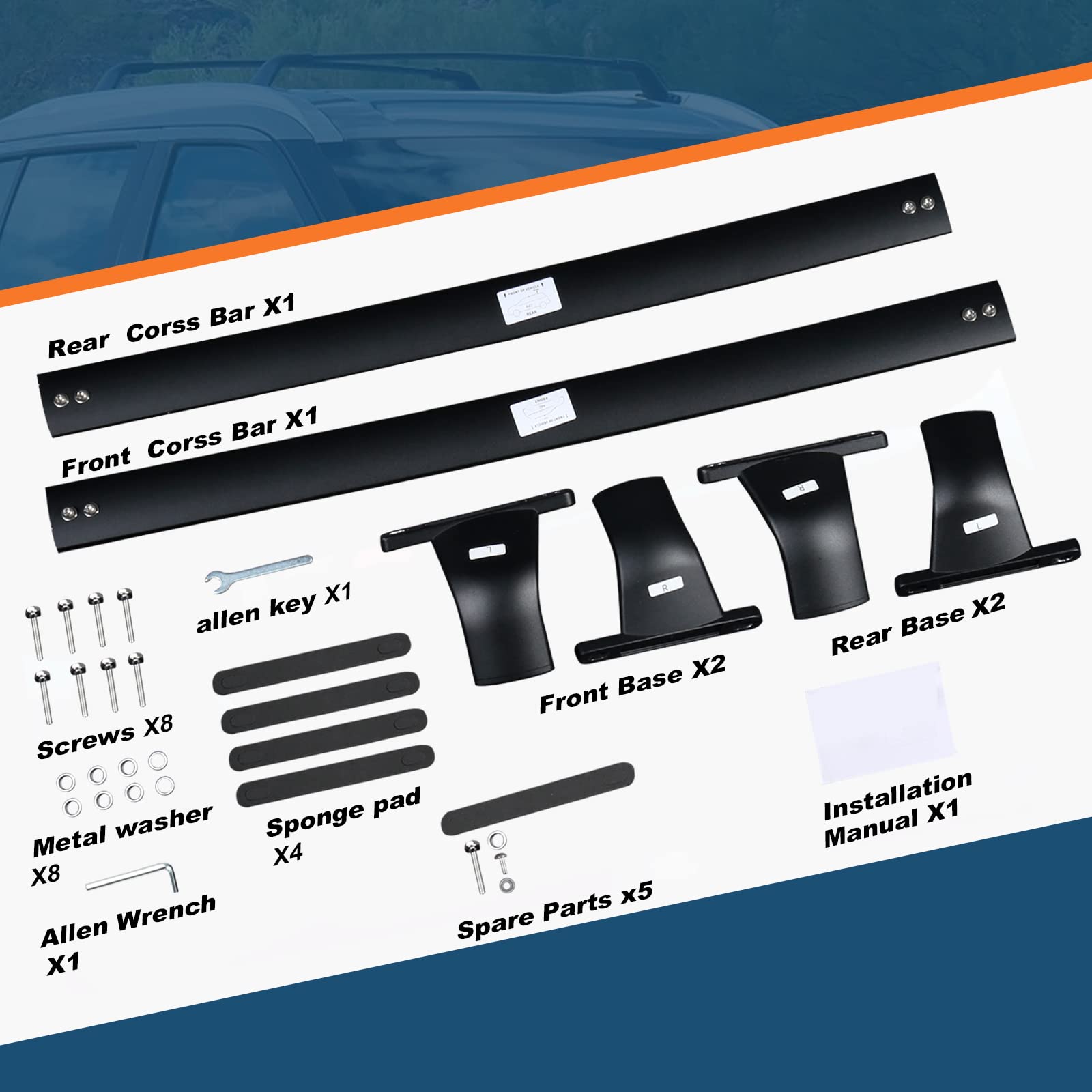 Heavy Duty 220lb Roof Rack Cross Bars Compatible with Nissan Kicks 2017-2024 (Not for 2025)