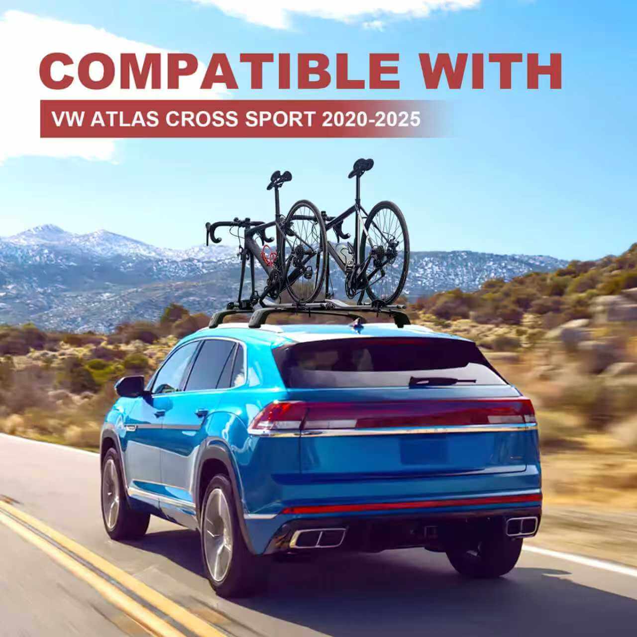 KINGGERI Lockable 260Lbs Roof Rack Cross Bars Compatible with Volkswagen VW Atlas Cross Sport 2020-2025 (with Flush Side Rails)