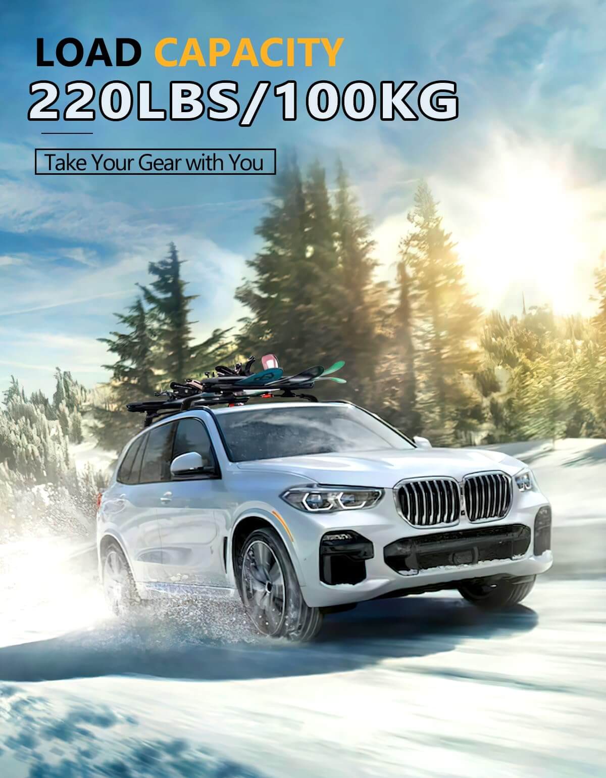 KINGGERI Lockable 220lbs Roof Rack Cross Bars Fit for BMW X5 G05 2019-2025, Heavy Duty Aluminum Roof Rails Crossbars