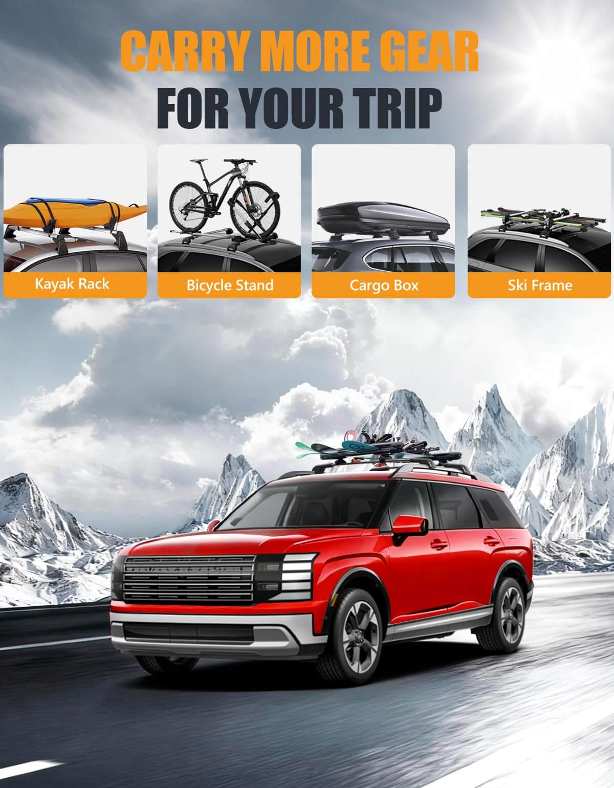 KINGGERI 330lbs All Aluminum Roof Rack Cross Bars Compatible with Hyundai Palisade 2026 with Raised Side Rails