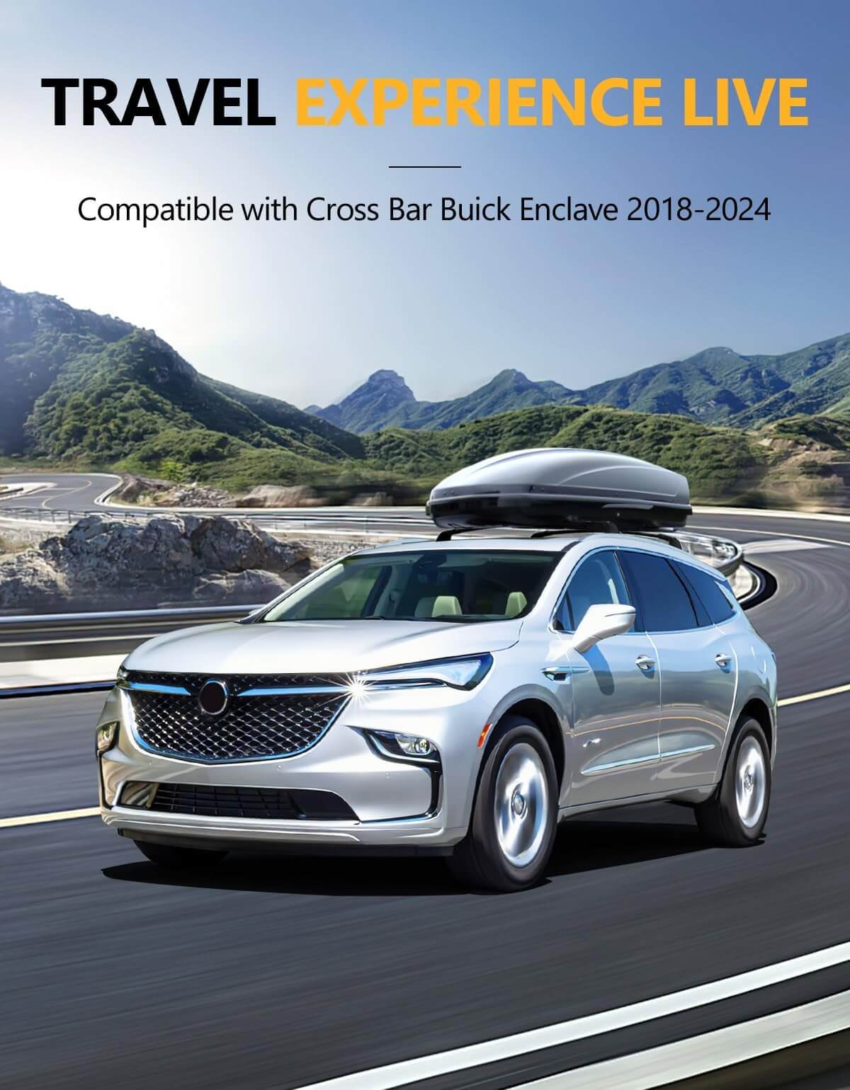 260lbs Lockable Roof Rack Cross Bars Compatible with Buick Enclave 2018-2024 (with Flush Side Rails)