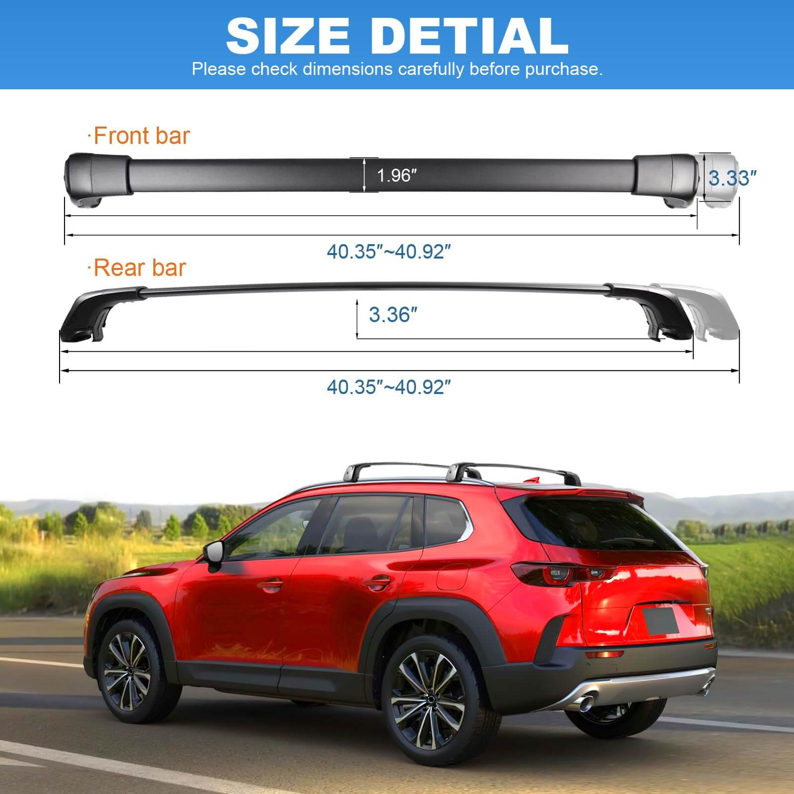 KINGGERI Lockable Roof Rack Cross Bars 260lbs Fit for Mazda CX-50 & CX50 Hybrid 2023-2025 (with Flush Side Rails)