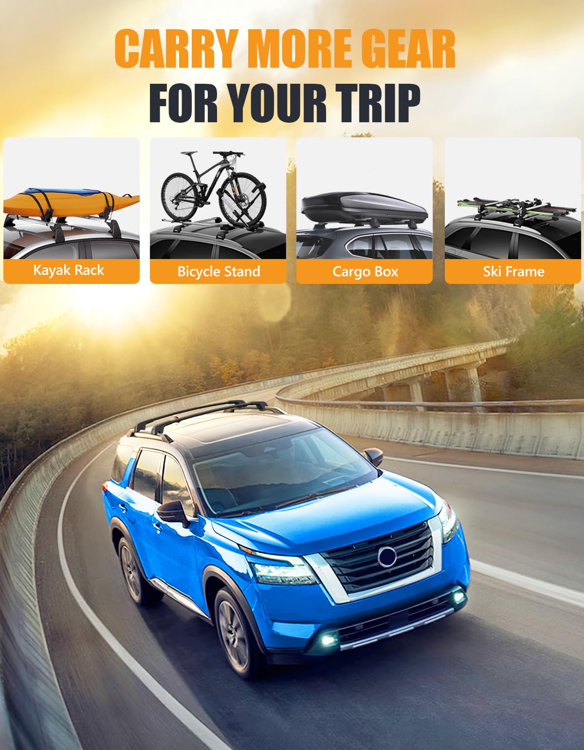 220lbs Lockable Roof Rack Cross Bars Compatible with Nissan Pathfinder 2022-2025 SV SL Platinum with Raised Side Rails