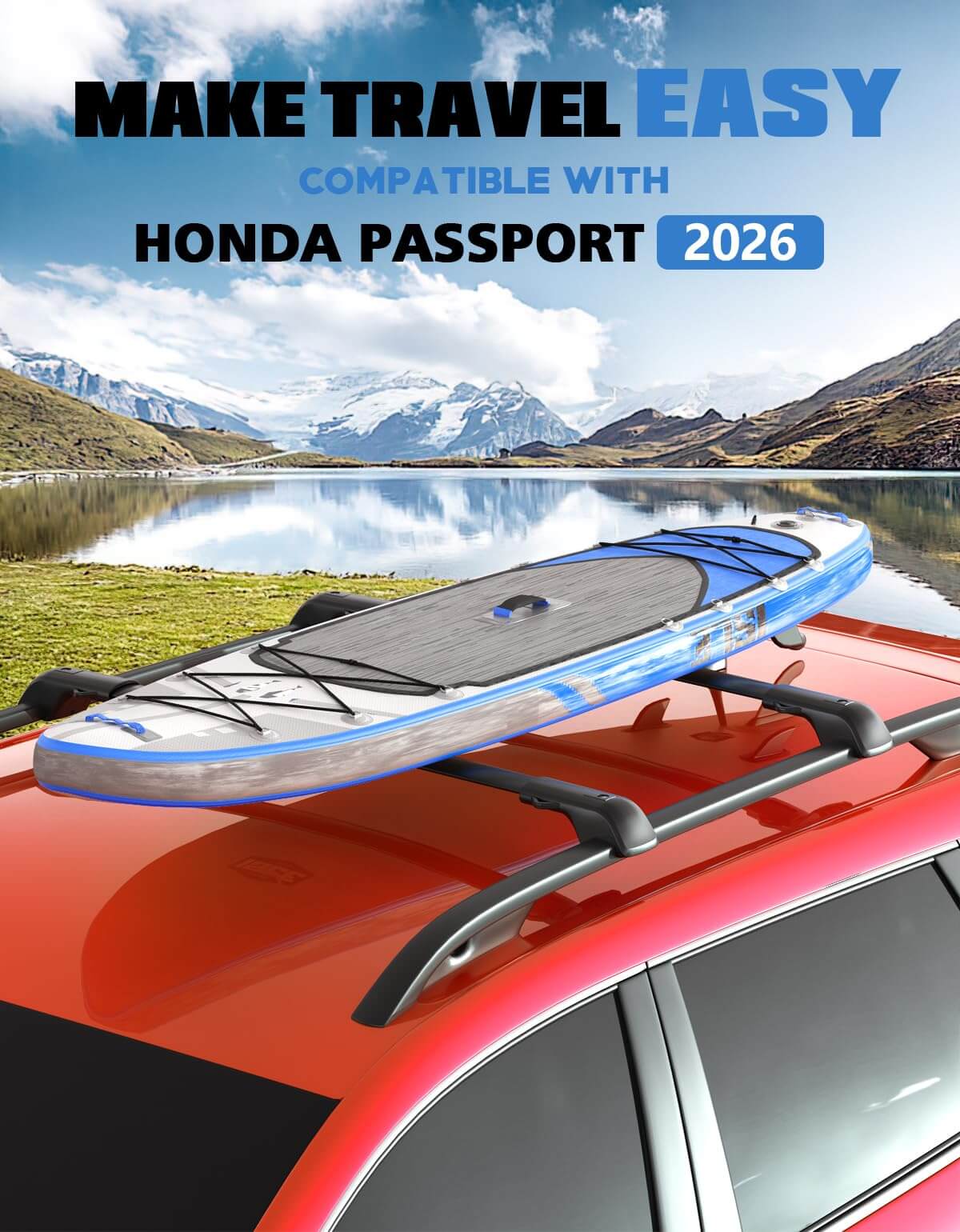 300lb Lockable Roof Rack Cross Bars Compatible with Honda Passport 2026 with Raised Side Rails