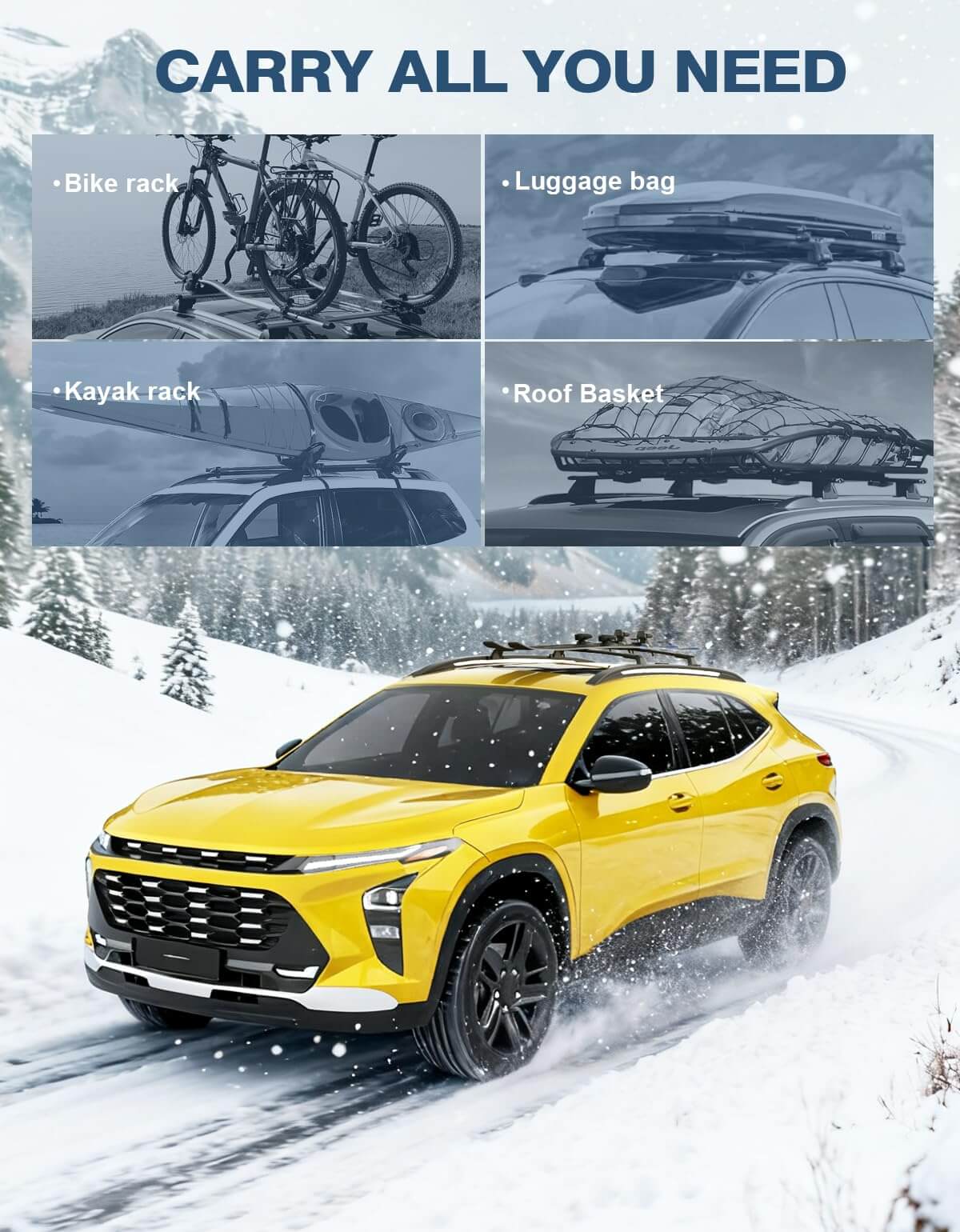 Roof Rack Cross Bars 220lbs Compatible with Chevy Chevrolet Trax 2RS ACTIV LT 2023-2026