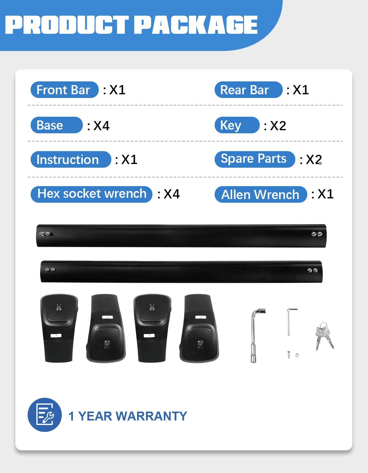 330lbs Roof Rack Cross Bars Compatible with 2024-2026 Mazda CX90 & CX-90 PHEV with Flush Side Rails