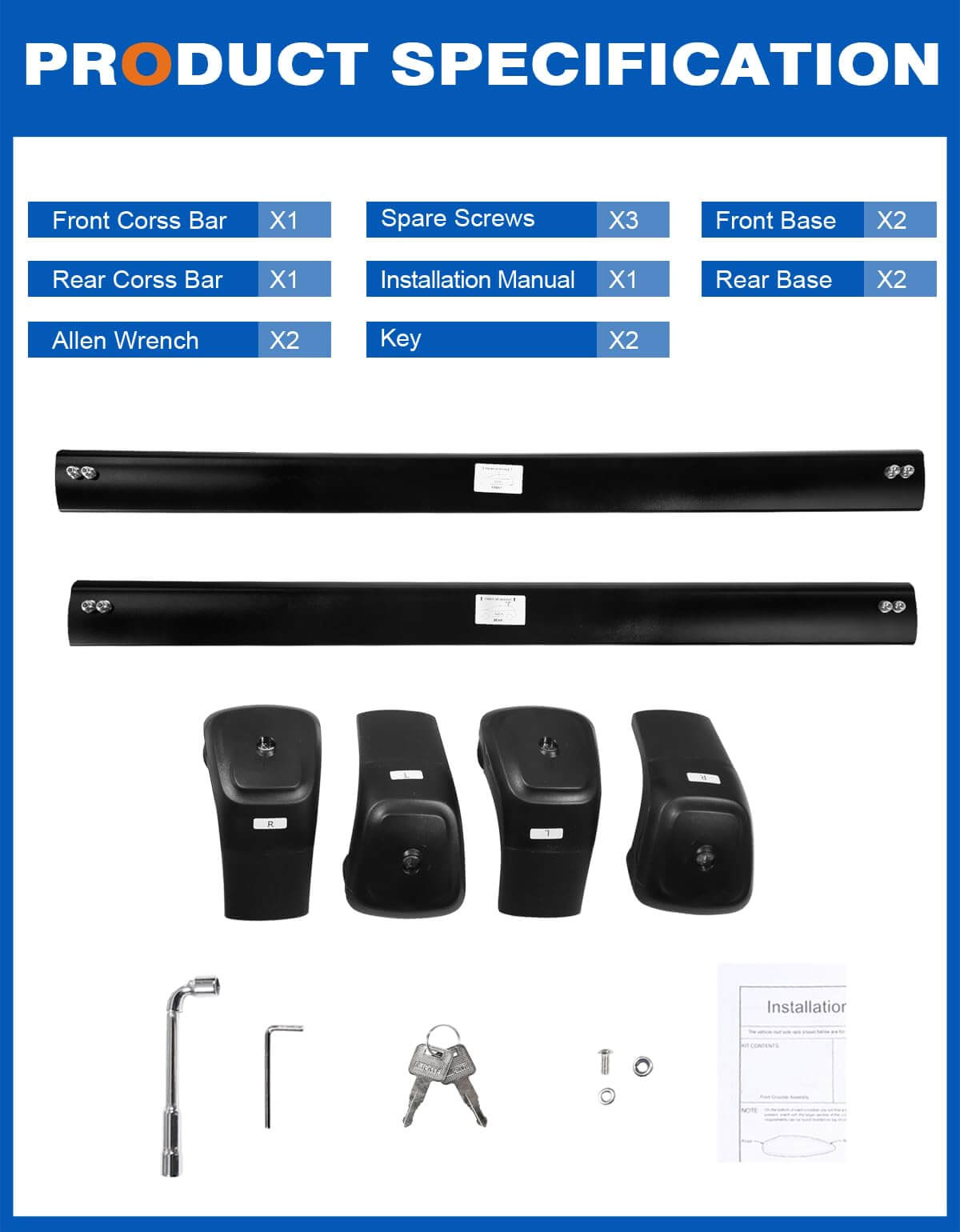 KINGGERI Lockable Roof Rack Cross Bars 260lbs Compatible with BMW X3 G01 2018-2025 (Not for G45)