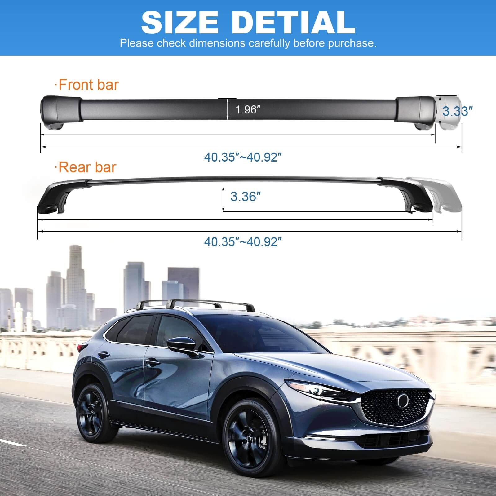 KINGGERI Lockable Roof Rack Cross Bars 260lbs Compatible with Mazda CX30 CX-30 2020-2025 (with Flush Side Rails)