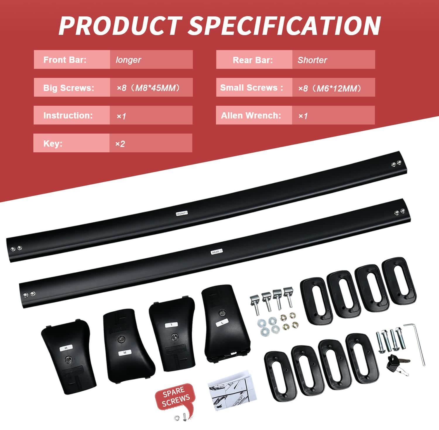 KINGGERI Lockable 220lbs Cross Bars Roof Racks Fit for Toyota Highlander 2014-2019 XLE Limited & SE LE & LE Plus