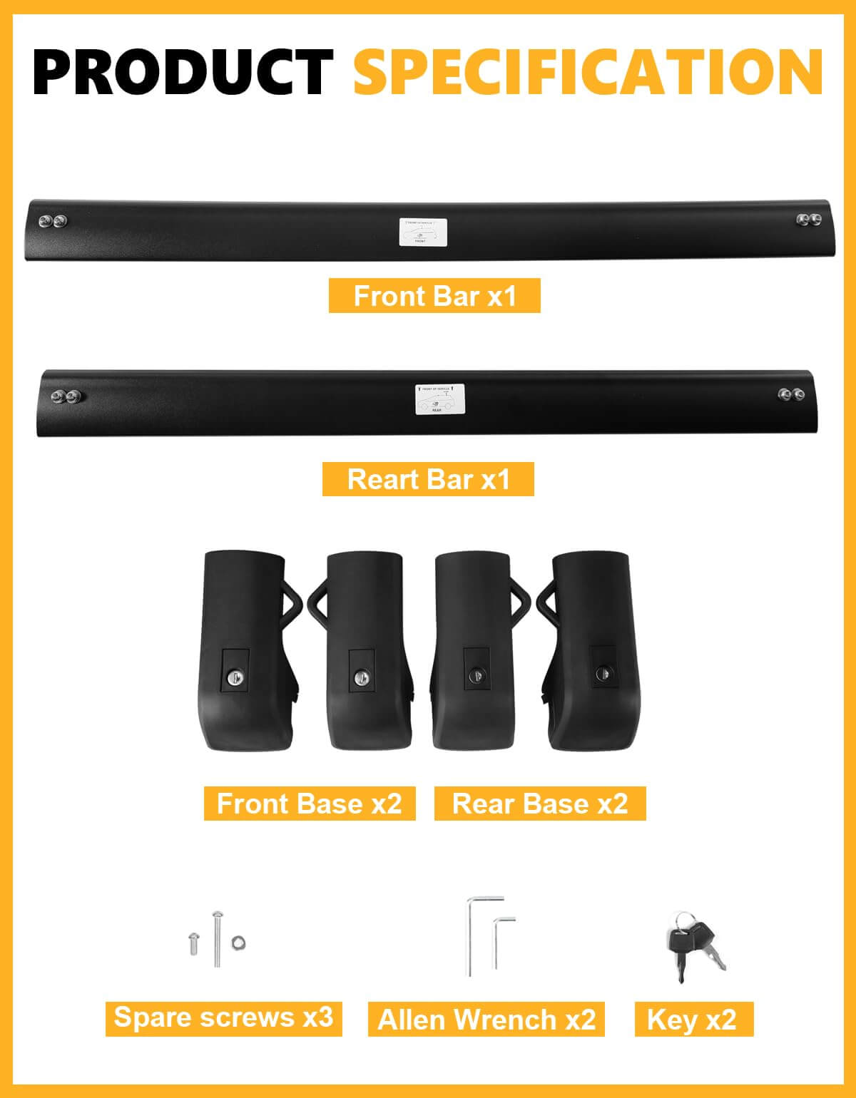 KINGGERI Lockable 220LBS Roof Rack Cross Bars Compatible with 2024 2025 Toyota Land Cruiser 250 & Lexus GX550 with Raised Side Rails