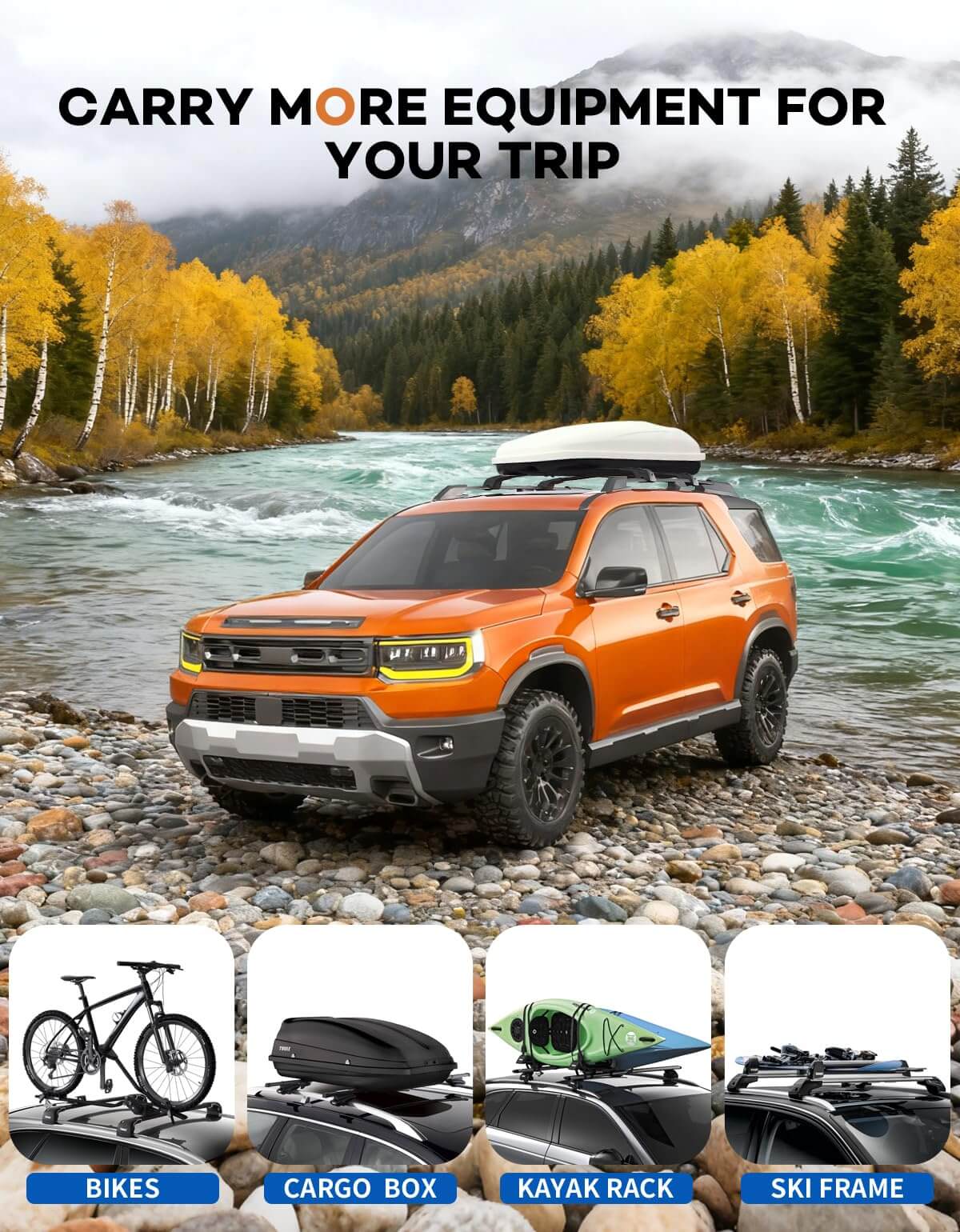 300lbs Lockable Roof Rack Cross Bars Compatible with 2026 Honda Passport, Heavy Duty Aluminum