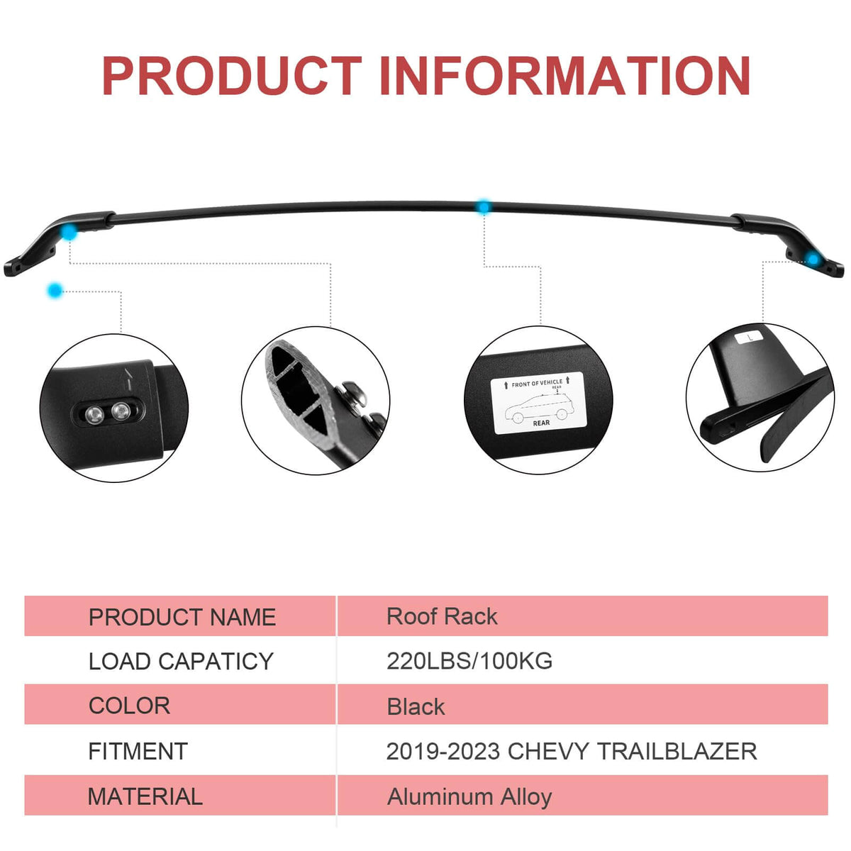 KINGGERI 220lbs Roof Rack Cross Bars Fit for Chevy Trailblazer 2021-2025 L LT ACTIV RS