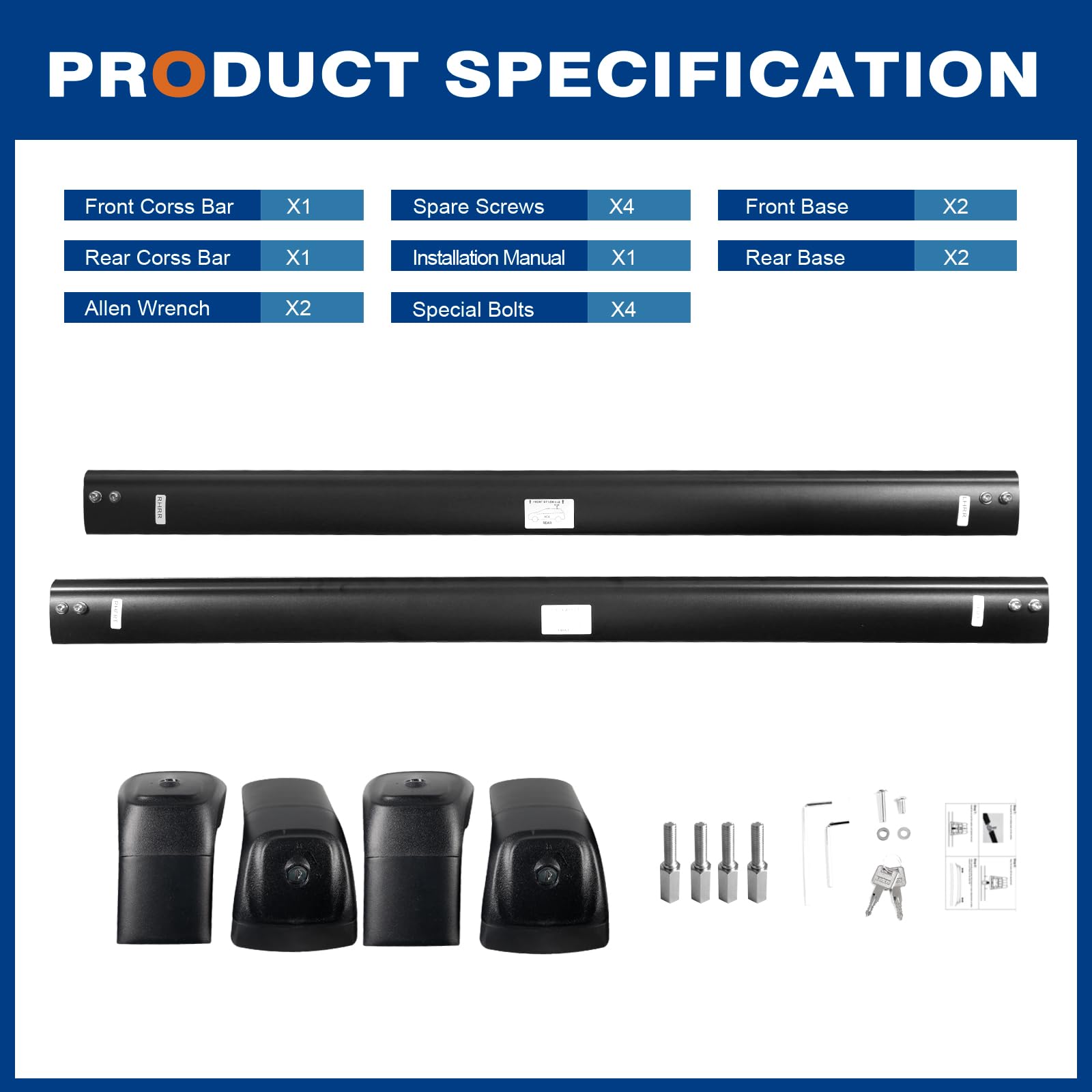 KINGGERI Roof Rack Cross Bars Compatible with Honda Pilot LX EX-L2023-2025 (Without Side Rails), Heavy Duty Aluminum
