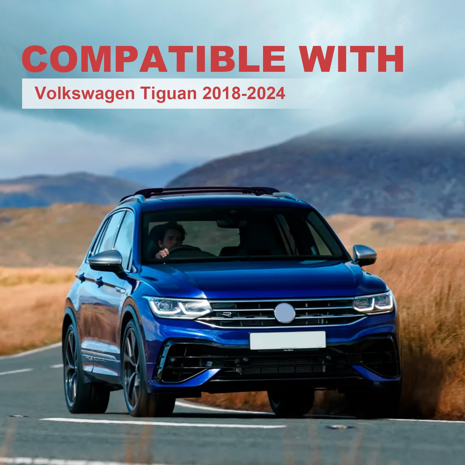 KINGGERI Roof Rack Cross Bars Fit for Volkswagen Tiguan 2018-2024 and Taos 2022-2024,Aluminum Roof Rails Crossbars