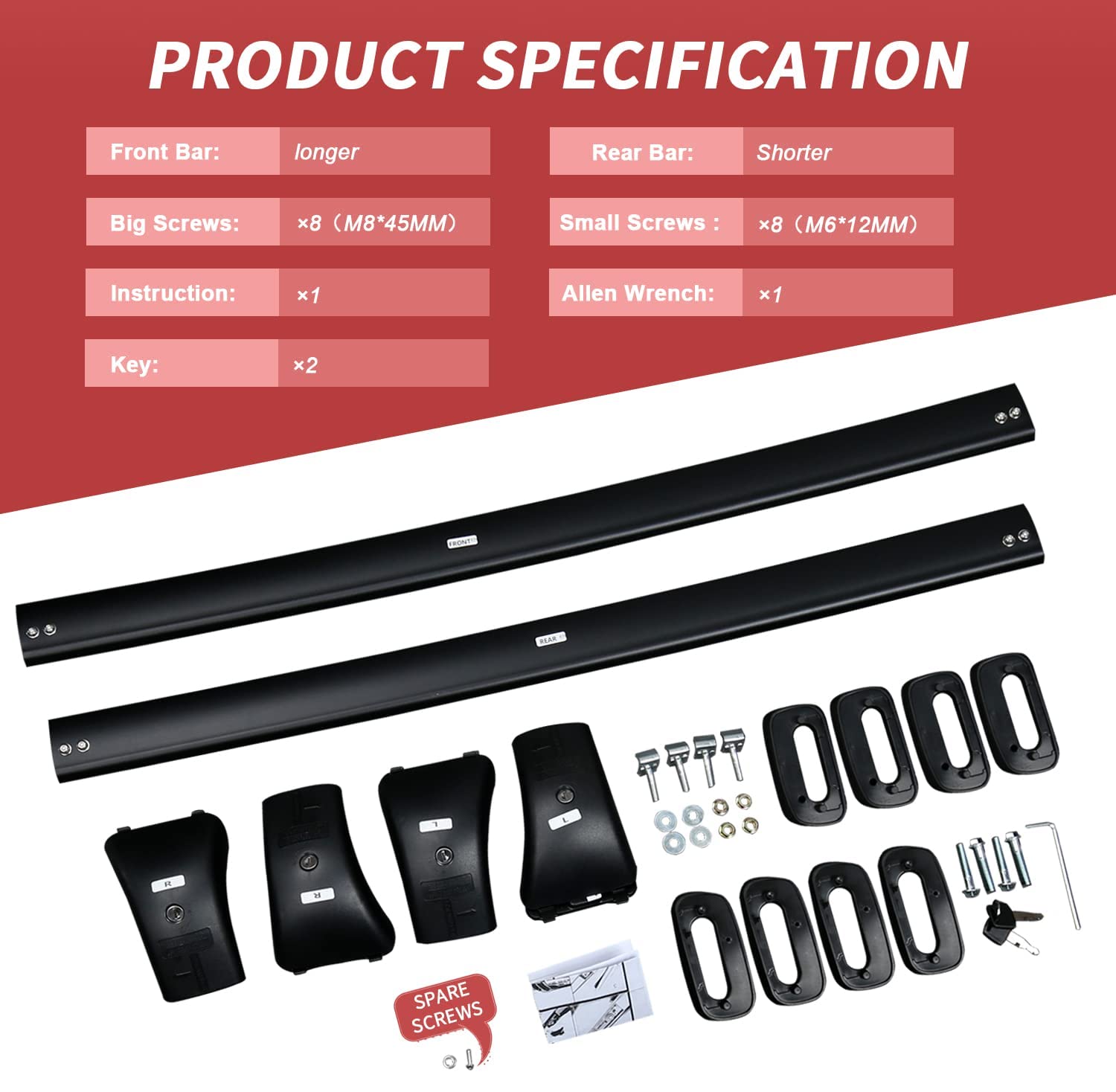 KINGGERI Lockable 220lbs Cross Bars Roof Racks Fit for Toyota Highlander 2014-2019 XLE Limited & SE LE & LE Plus