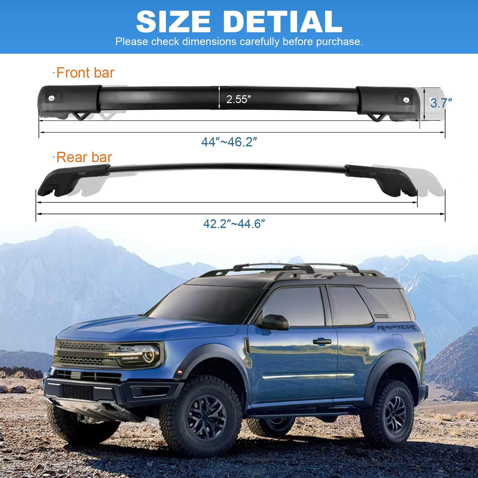 KINGGERI Lockable Roof Rack Cross Bars 220lb fit for Ford Bronco Sport Base & Bigbend & Outer Banks & Badlands & First Edition 2021-2025