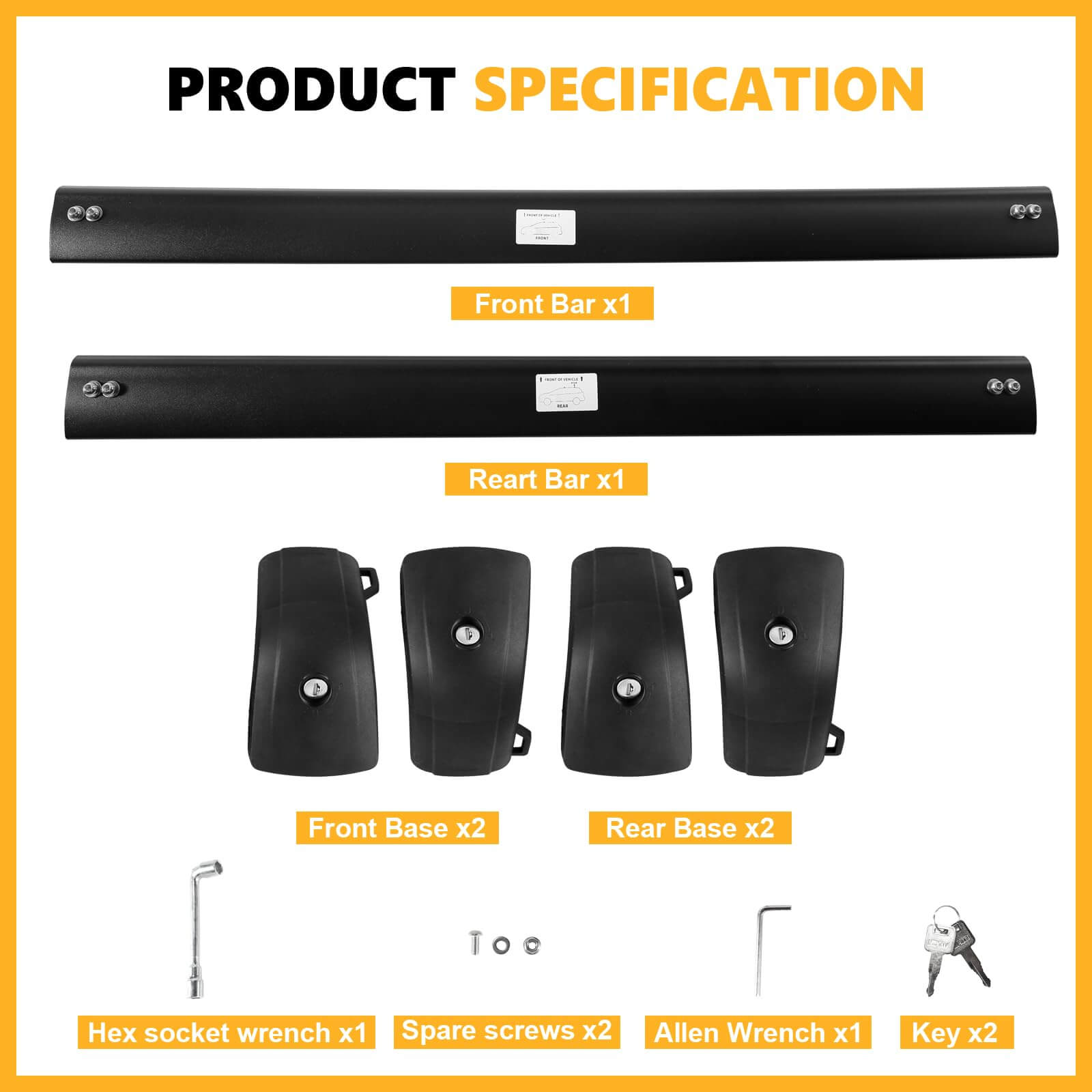 KINGGERI Lockable 220lbs Roof Rack Cross Bars Fit for 2018-2023 Hyundai Kona & Kona N & Kona Electric with Flush Side Rails