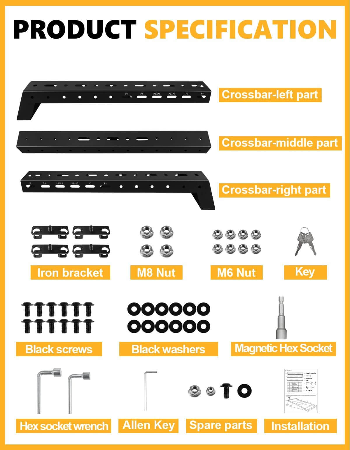 KINGGERI 550lbs Heavy Duty Roof Rack Cross Bars Compatible with Tesla Cybertruck 2024 2025