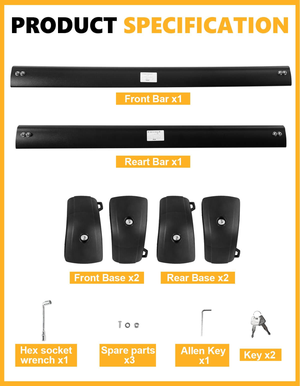 KINGGERI 220lbs Lockable Roof Rack Cross Bars Compatible with Hyundai Santa Fe 2013-2018 (with Flush Side Rails)