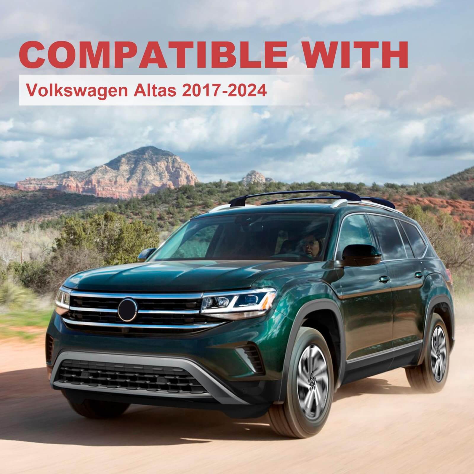 KINGGERI Roof Rack Cross Bars Fit for Volkswagen Atlas 2017-2025, Aluminum Roof Rails Crossbars