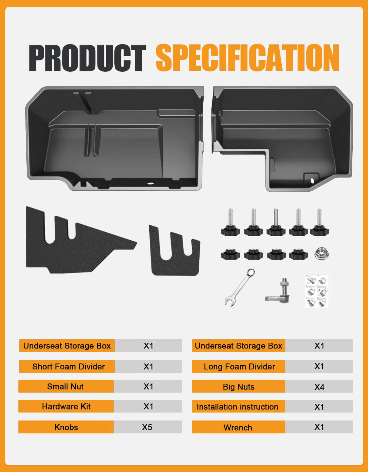 KINGGERI Under Seat Storage Boxes Compatible with 2019-2026 Chevy Chevrolet Silverado 1500/GMC Sierra 1500, 2020-2026 Silverado/Sierra 2500HD/3500HD