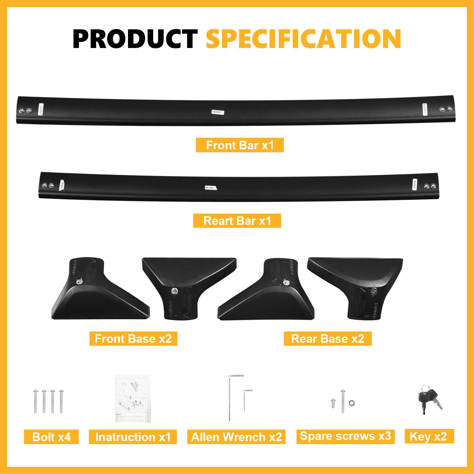 KINGGERI 260lbs Roof Rack Cross Bars fit for Toyota RAV4 2019-2025 with Flush Side Rails