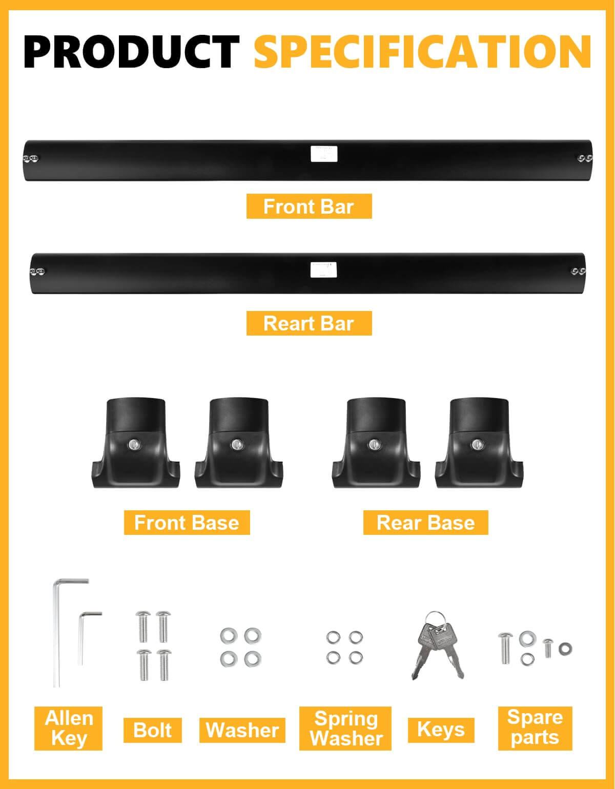 KINGGERI 260lbs Lockable Roof Rack Cross Bars Compatible with Toyota Sequoia 2023-2025 with Flush Rails