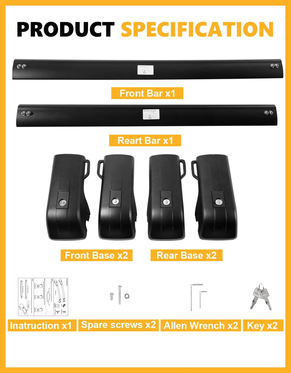 KINGGERI 260lbs Roof Rack Cross Bars Compatible with Toyota 4Runner 2025 2026, Heavy Duty Anti-Theft Aluminum Roof Rails Crossbars