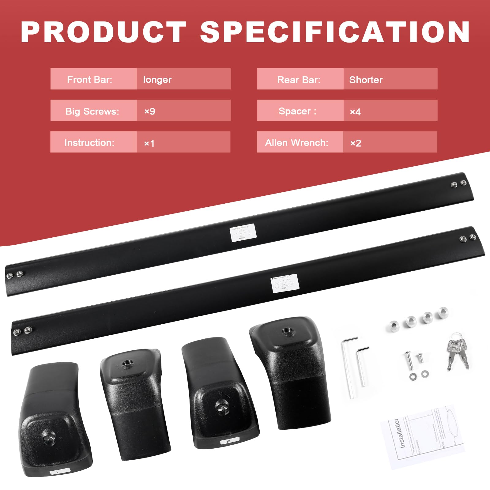 KINGGERI Lockable 260lbs Roof Racks Cross Bars Fit for Jeep Grand Cherokee Altitude & SRT & Trackhawk with Roof Black Moldings 2011-2022