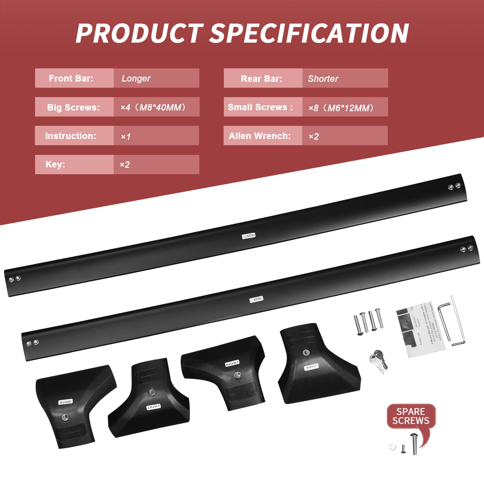 KINGGERI 260Lbs Lockable Roof Rack Cross Bars Compatible with Toyota Corolla Cross 2022-2026 (with Flush Side Rails)