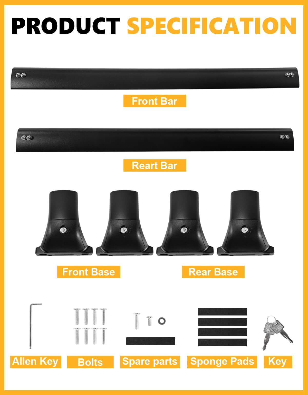 260lbs Lockable Roof Rack Cross Bars Compatible with Honda Pilot 2016-2022 with Flush Rails